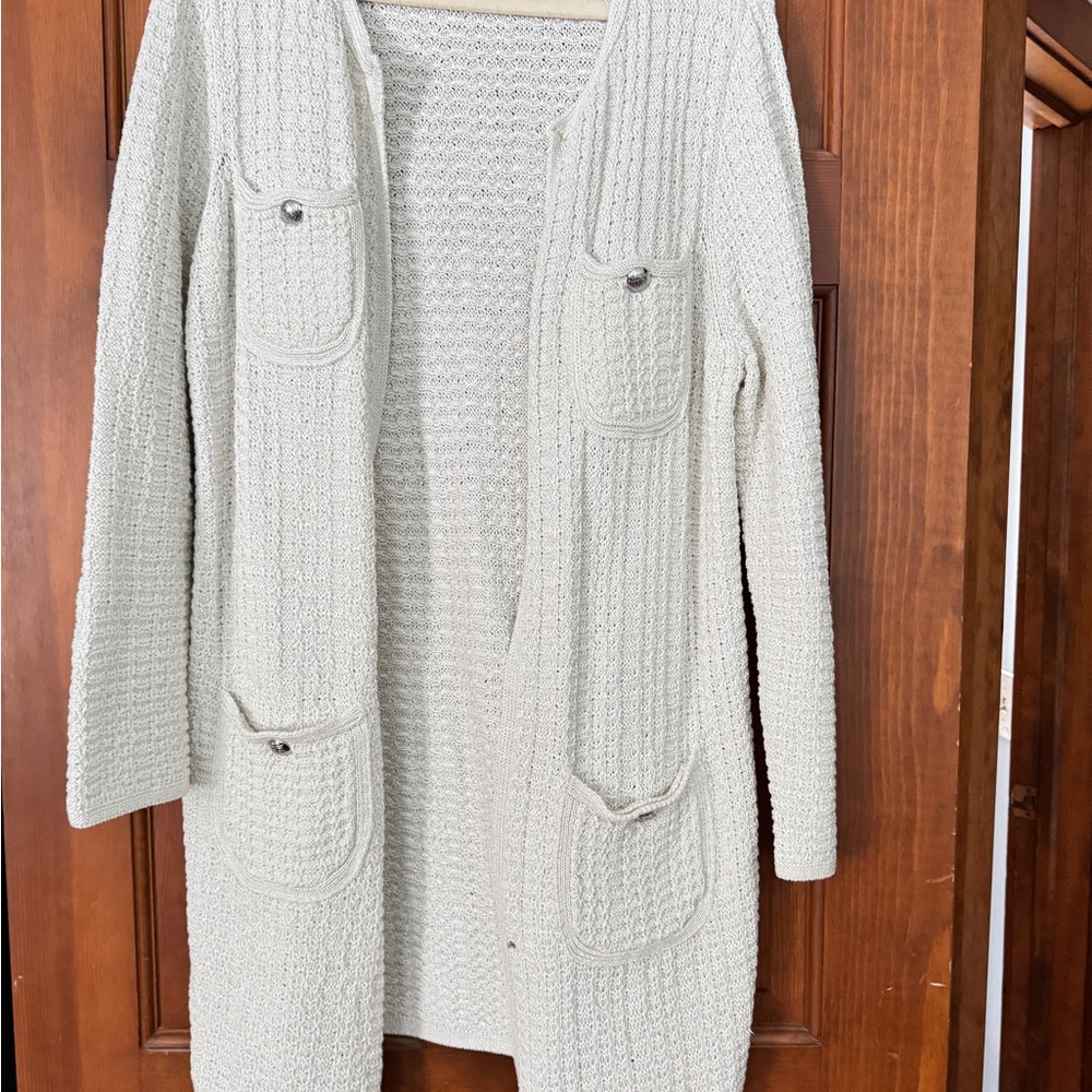 Talbots Textured Cream Cardigan